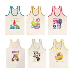 Mega style Infants Pack Of 6 Assorted Cotton Basic VestsBS-CLR_PATTI-P6_01-0-3M-18