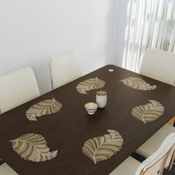 Aura Gold-Toned 2 Pieces Self-Design Leather Leaf Shaped Table Placemats-picture-17