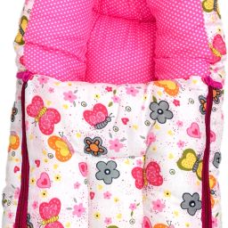 Car 3 in 1 Baby's Cotton Bed Cum Carry Bed for New Born 0-4 Months (Pink ) Baby Carry Bed Butterfly-image-118