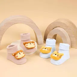 KICKS & CRAWL Infants Pack Of 2 Above Ankle Mighty Forest Friends Socks-44