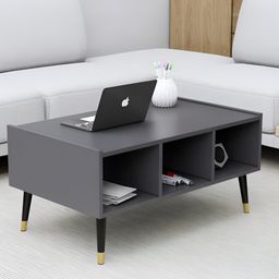 HEXA RED Grey Textured Wooden Rectangle Coffee Table-4