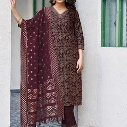 SKYLEE Women Floral Printed Kurta with Trousers & Dupatta-image-82