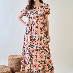 The Kaftan Company Women Pure Cotton Abstract Printed Maxi Nightdress-image-27