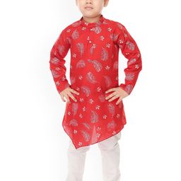 BAESD Boys Ethnic Motifs Printed Mandarin Collar Straight Kurta With Pyjamas-image-85
