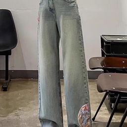 StyleCast Women Flared High-Rise Light Fade Embroidered Jeans-image-36