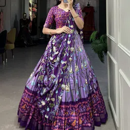 LADY SHOPI Floral Printed Ready to Wear Lehenga & Unstitched Blouse With Dupatta-picture-32