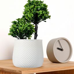 Kuber Industries White & Green 5 Pieces Artificial Flower With Pot-102