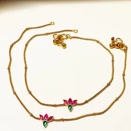 Anouk Gold-Plated Artificial Stones and Beads Anklet-6