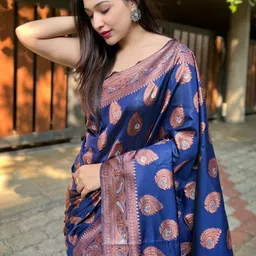 MORDEN MUSE Woven Design Zari Silk Blend Banarasi Saree-picture-26