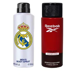 Real Madrid Set Of 2 Black & Reebok Trust Your Intuition Deodorant - 200ml Each image 1
