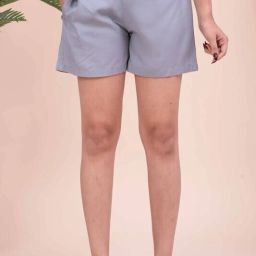 Solid Women Grey Regular Shorts-image-20