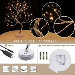 refulgix Bonsai Desk Tree LED Battery Powered or USB Adapter Table Top Decoration Table Lamp image 3