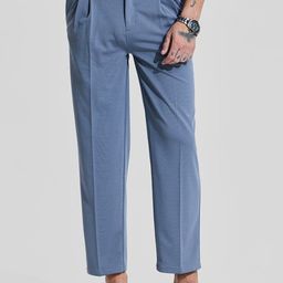 Snitch Men Greyish Blue Relaxed Fit Korean Trousers-image-84