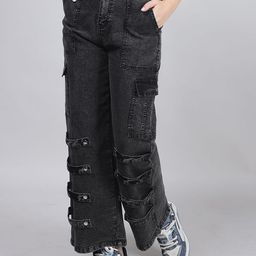 SWISHIN Women Wide Leg Mid-Rise Clean Look Stretchable Jeans-image-11