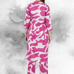 NEYSA Abstract PrintedV Neck Pure Cotton Tunic And Trouser image 3