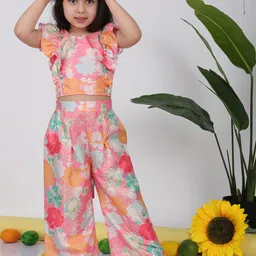 Here&Now X Kinder Kids Girls Yoke Design Regular Pure Cotton Kurti with Palazzos & With Dupatta-image-19