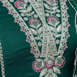 SANISA Ethnic Motifs Embroidered Thread Work A-Line Kurta with Trousers & Dupatta image 4