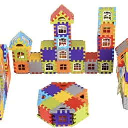 kipa Made in India Multi Colored 72 Pcs + 30 Windows Mega Jumbo Happy Home House Building Block with Attractive Windows and Smooth Rounded Edges Blocks Game Fun image 5