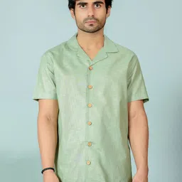 Shortscape Men Standard Fit Cuban Collar Solid Casual Shirt-picture-49