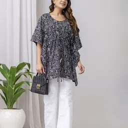 Nayo Women Ethnic Motifs Printed Screen Print Daily Cotton Kaftan Kurta-picture-3