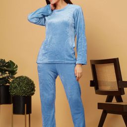 KLOTTHE Women Solid Round Neck Night Suit-image-86