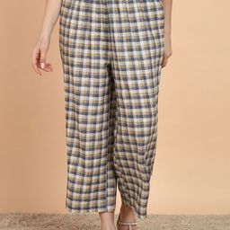 HERE&NOW Women Checked Flared Trousers-image-42