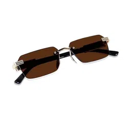 Arzonai Unisex Brown UV Protected Lens Metal Sunglasses-image-95