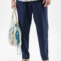 Snitch Men Navy Blue Mid-Rise Regular Fit Trouser-picture-11
