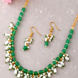 DASTOOR Beaded Studded Necklace & Earrings-picture-24