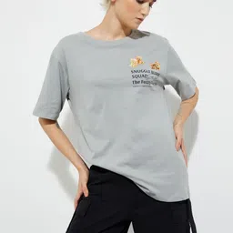 max Women Typography Printed Round Neck Pure Cotton Relaxed Fit T-shirt-picture-9