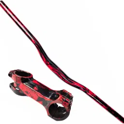 660MM ALLOW HANDLEBAR AND 80MM STEM BICYCLE MTB HYDRODIPPED ( REDBLACK) Bicycle Handle Grip-12