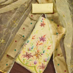 ASISA Floral Printed Organza Unstitched Dress Material-image-13