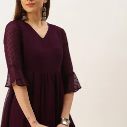 all about you Women Flared Sleeve Ruffled Georgette Fit & Flare Dress-image-96