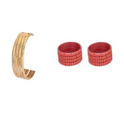 1ST TIME Set Of 12 Gold-Toned Alloy Artificial Stones & Beads Antique Bangles-picture-17