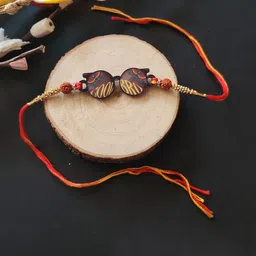 Bhai Please Cool Bro Rudraksha Beaded Wooden Thread Rakhi-image-83