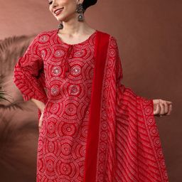 Anouk Bandhani Printed Sequinned Pure Cotton Kurta With Trousers And Dupatta-22