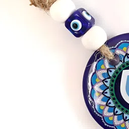 The Spiritual Living Blue & White Printed Flower Evil Eye Spiritual Wall Decor Hangings-image-70