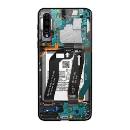 QRIOH Unisex Quirky Printed Samsung Galaxy A70 Teardown Glass Back Case Mobile Accessories-image-72