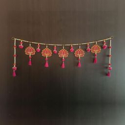 Myntra Elegant Homes White & Pink 5 Pieces Lotus Hanging Garland Festive Decor-picture-19