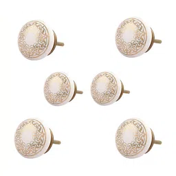 Indianshelf 6Pcs White Textured Ceramic Knobs-24