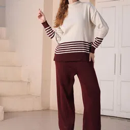 KVETOO Ribbed Knitted Sweater With Palazzo Winter Co-Ords-picture-24