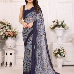 Nirmohi Fashion Floral Printed Pure Georgette Saree-image-64