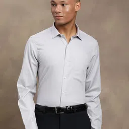 Turtle Men Standard Slim Fit Spread Collar Textured Cotton Formal Shirt-image-18