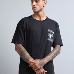 FROSEN FOX Men Graphic Printed Round Neck Cotton Oversized T-shirt-picture-11