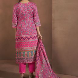 Anouk Women Printed Regular Thread Work Kurta with Trousers & With Dupatta image 3