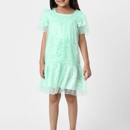 Nauti Nati Embellished Puff Sleeve A-Line Dress-image-42