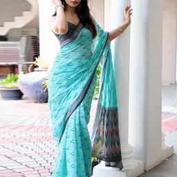 KALINI Zari Ikat Printed Saree-18