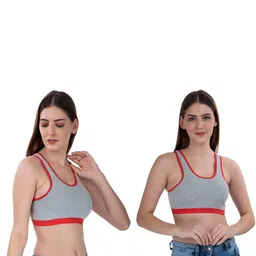 FEMULA Women Pack of 2 Cotton Medium Coverage Underwired Sports Bra-picture-1