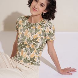 Honey by Pantaloons Women Floral Printed Round Neck Cotton Top-image-70