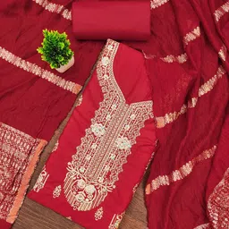 HMP Fashion Floral Embroidered Pure Cotton Unstitched Dress Material-image-96